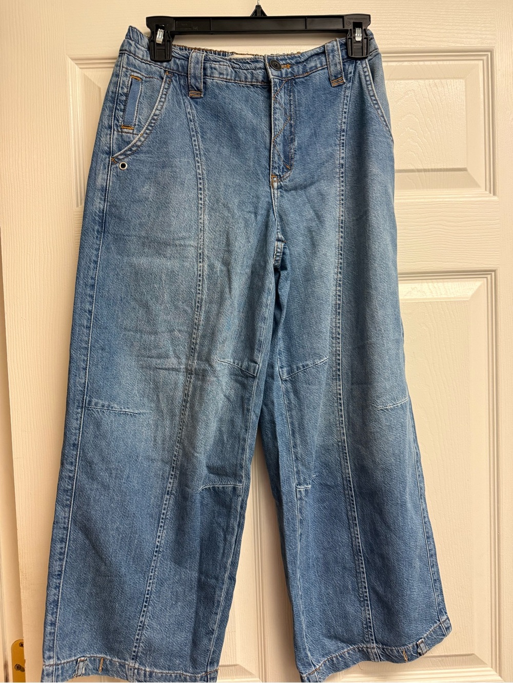 Pilcro Mid Wash Wide-Leg Panel Jeans